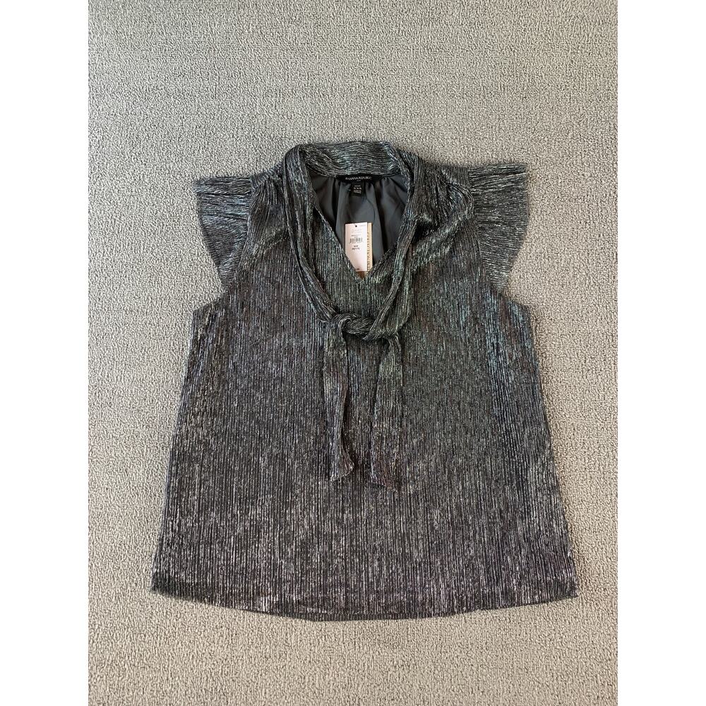NWT Banana‎ Republic Blouse Top Metallic Silver Gray Size XXS Petite